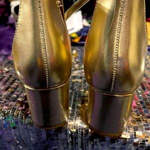 Gold Ankle Strap Shoes